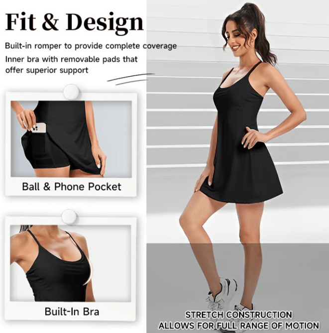 El vestido deportivo sin espalda con control de abdomen definitivo: diseñado para el movimiento y para ir al baño fácilmente.