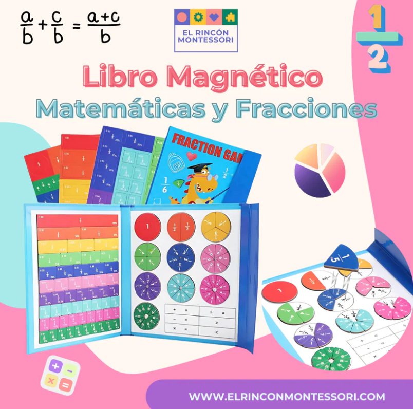 Libro de Matemáticas Montessori + REGALO: 1 Marcador Reutilizable y Fichas Magnéticas