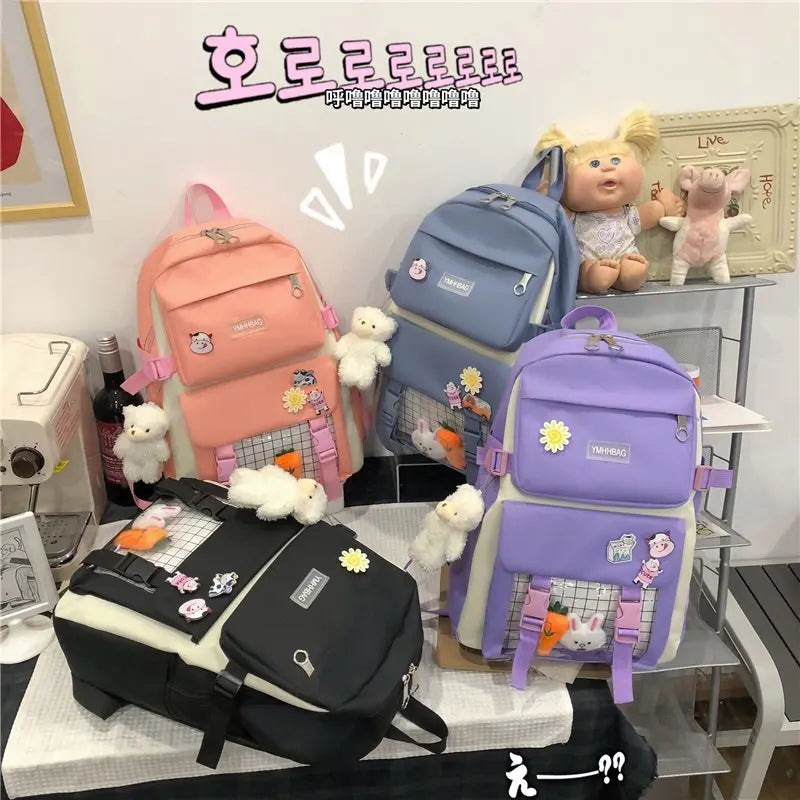 Set de Mochilas 5 en 1: con pines y peluches incluido + Regalo Educativo Gratis