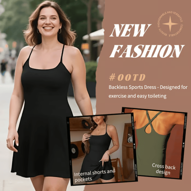 El vestido deportivo sin espalda con control de abdomen definitivo: diseñado para el movimiento y para ir al baño fácilmente.