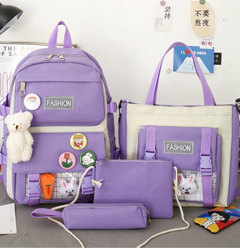 Set de Mochilas 5 en 1: con pines y peluches incluido + Libro Montessori GRATIS