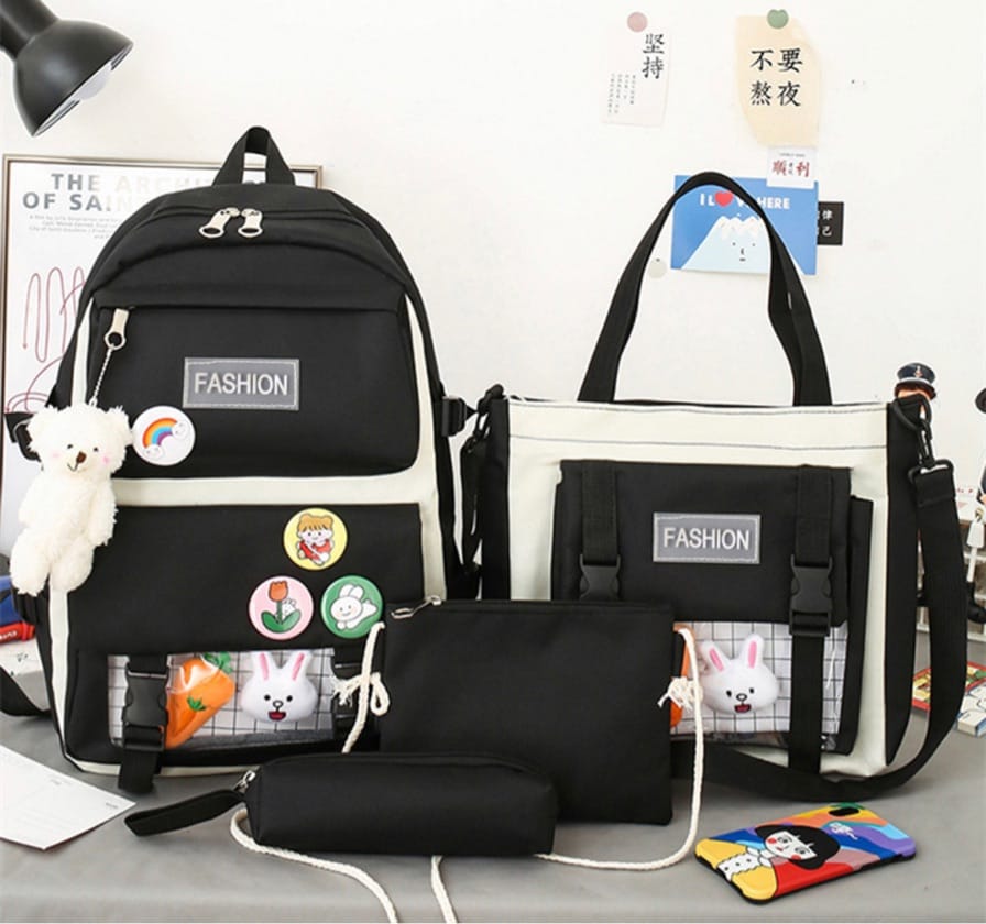 Set de Mochilas 5 en 1: con pines y peluches incluido + Regalo Educativo Gratis