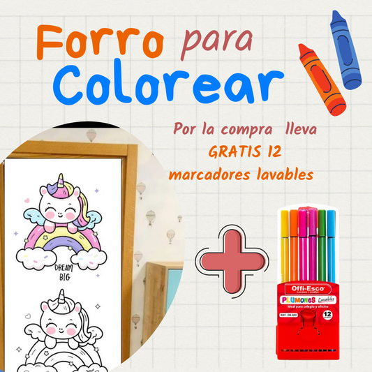 Forro de puerta para colorear + regalo 12 marcadores lavables OFERTA POR TIEMPO LIMITADO