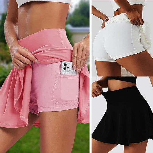 Falda deportiva con short y bolsillo incorporado + Plan de ejercicios semanal