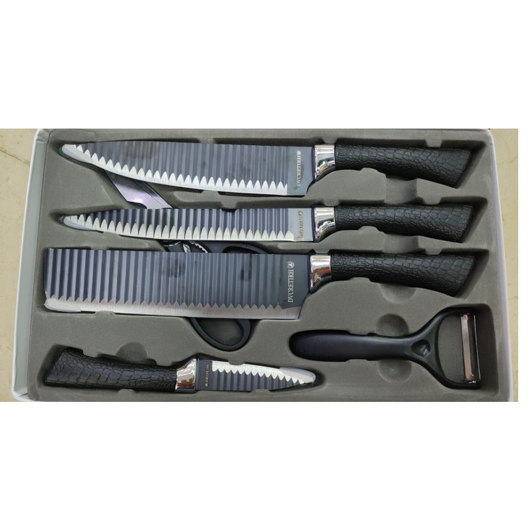 Set de Cuchillos Profesional en Acero Inoxidable 6 Pzas + Regalo Tabla de picar Premium + Caja de empaque de Lujo