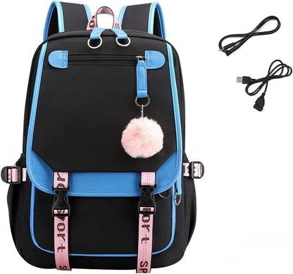 MOCHILA SMART KAWAII + PELUCHE POMPOM: INCLUYE PUERTO PARA CARGA Y PUERTO AURICULAR