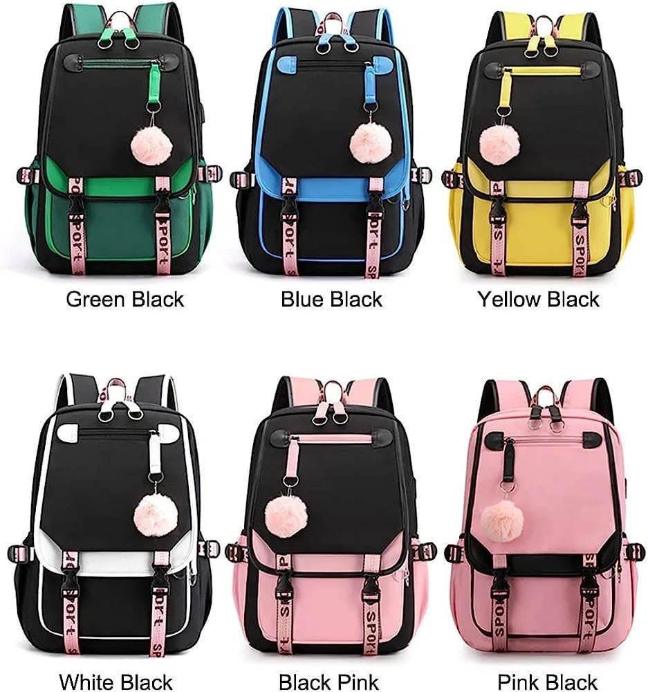 MOCHILA SMART KAWAII + PELUCHE POMPOM: INCLUYE PUERTO PARA CARGA Y PUERTO AURICULAR