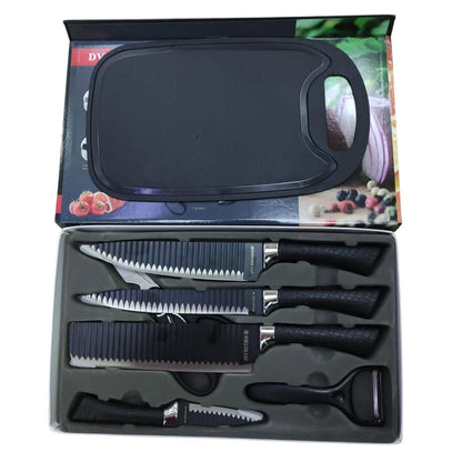 Set de Cuchillos Profesional en Acero Inoxidable 6 Pzas + Regalo Tabla de picar Premium + Caja de empaque de Lujo