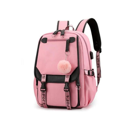 MOCHILA SMART KAWAII + PELUCHE POMPOM: INCLUYE PUERTO PARA CARGA Y PUERTO AURICULAR